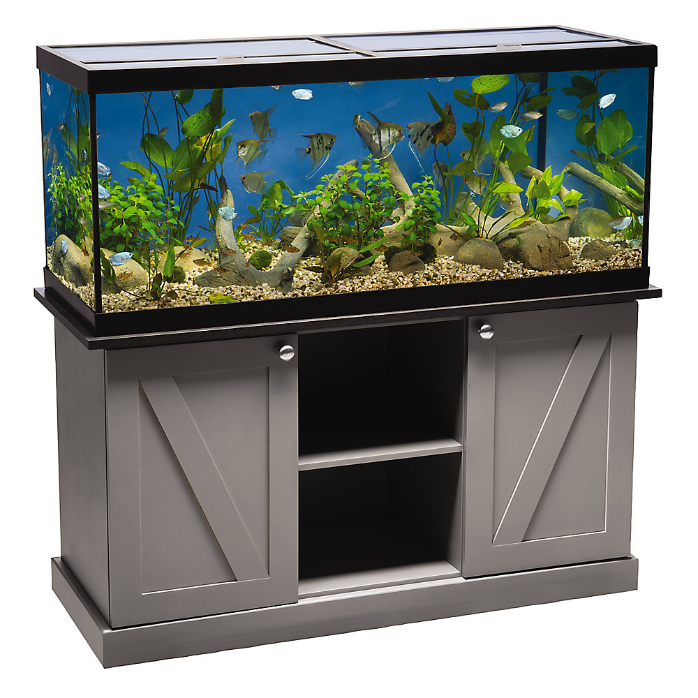 ✨High Definition LED Ensemble - 75 Gallon(Stand With Cabinets,Aquarium,Glass Lid,LED Lights)