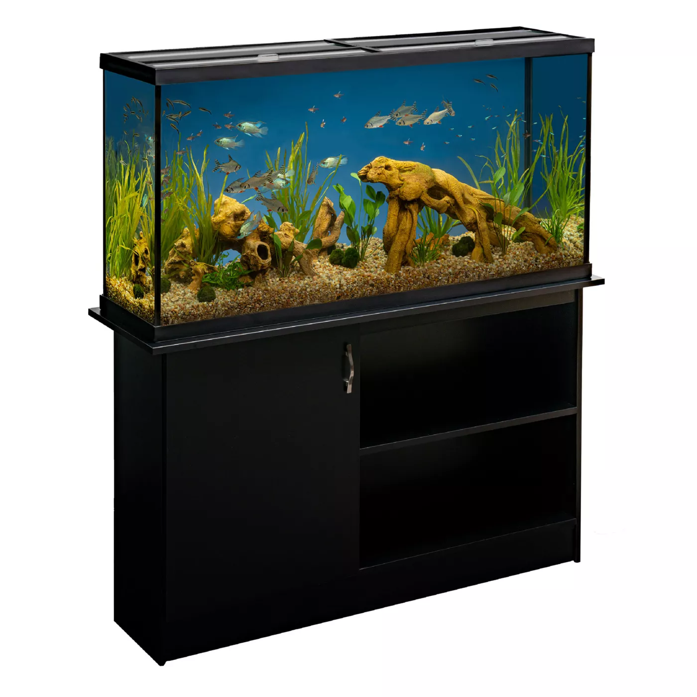 ✨High Definition LED Ensemble - 75 Gallon(Stand With Cabinets,Aquarium,Glass Lid,LED Lights)